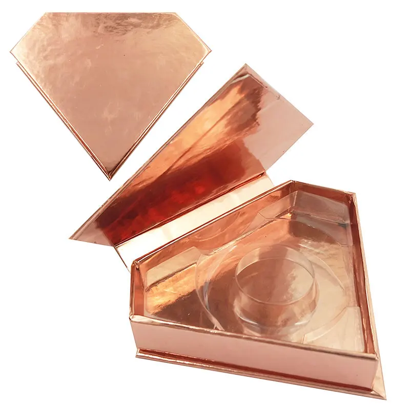 

Wholesale False Eyelash Packaging Diamond Gold Box Lash Boxes Custom Faux Cils Mink eyelashes Package Cosmetic Storage Cases