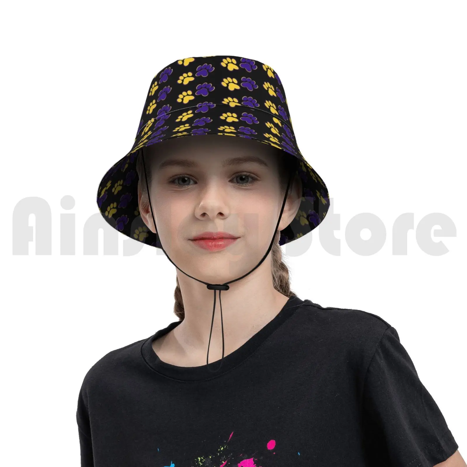 Мульти-принт лап черная Солнцезащитная шляпа складная УФ-защита тигр тигры