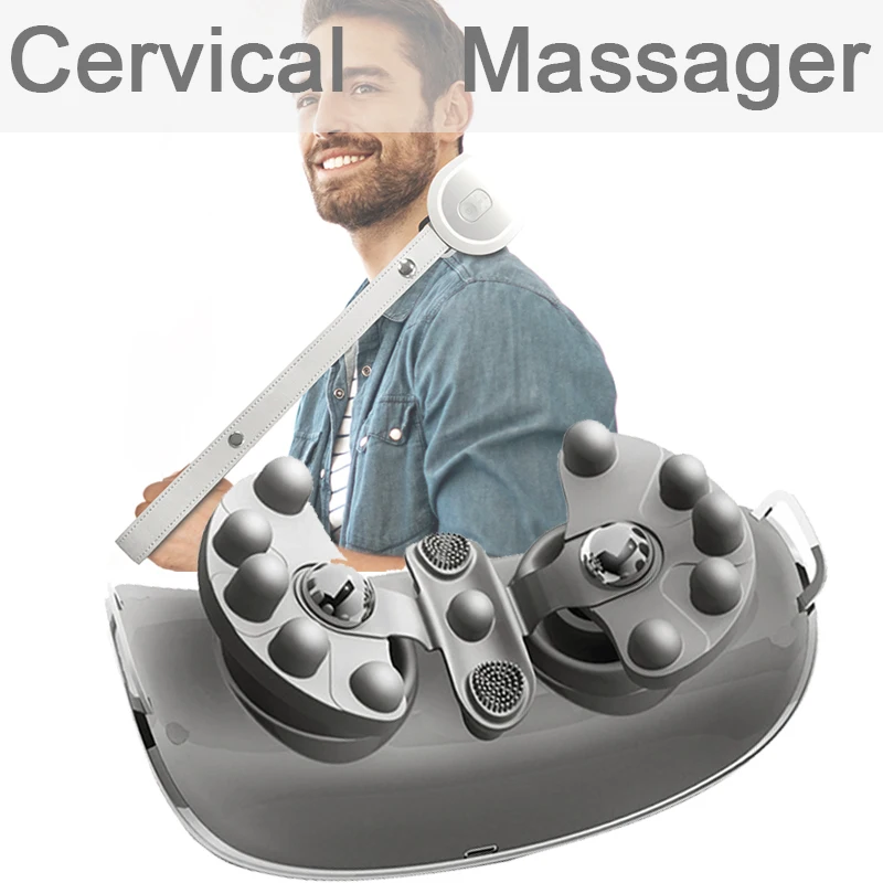 3D Kneading Shawl Neck Massager Cervical Physiotherapy Acupressure Pain Relief Cervical Massage Pillow Neck Massage Instrument
