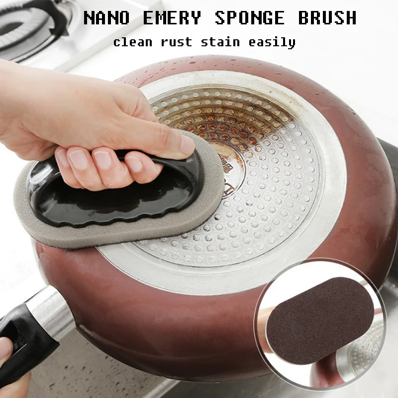 

1 Pcs Sponge Brush Hot Sell Magic Emery Sponge Brush Eraser Cleaner Kitchen Rust Cleaning Tools