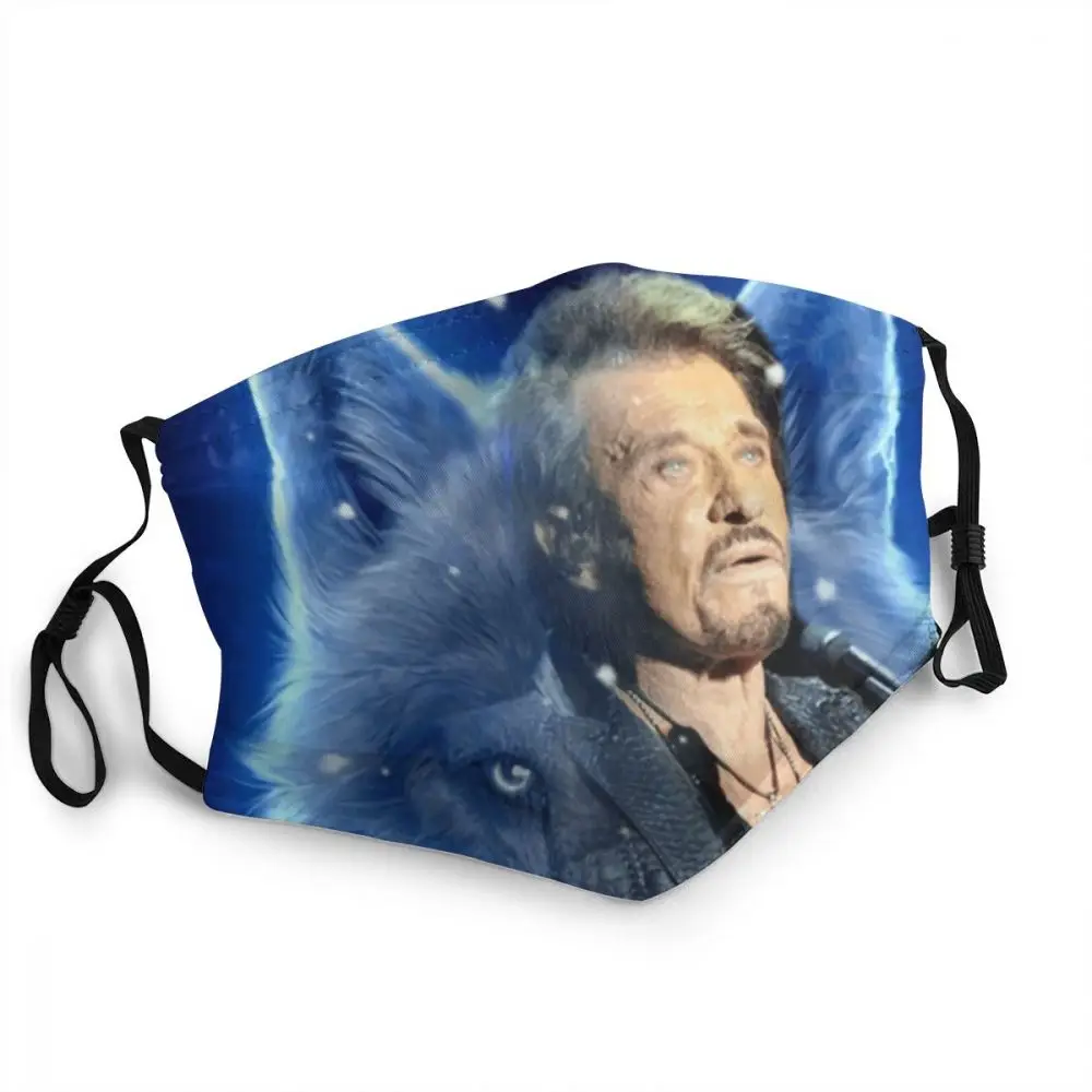 

Johnny Hallyday Wolf Reusable Face Mask Adult French Rock Singer Anti Dust Protection Cover Respirator Mouth-Muffle