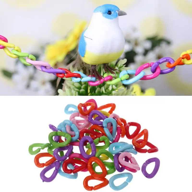 

50Pcs/Pack Parrot Toys Clips Hooks Bird Stand Chain Rainbow Rat Bird DIY Toy