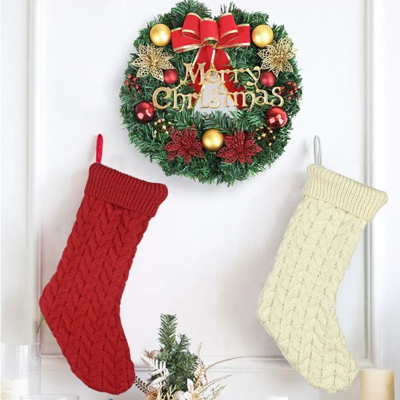 

Christmas Stockings Large Size Cable Knit Knitted Xmas Stockings Hanging Stockings Knitted for Family Holiday Season Decor