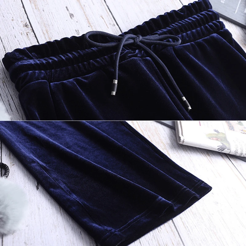 Xisteps Новый 2020 новые осенние женские брюки с высокой талией полной длины бархатные