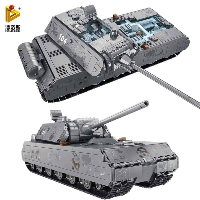 

PANLOS 2127 PCS Military German Mouse Type Heavy Armored Tank Soldier Building Blocks Children's Toy Sticker Gift Small Brick