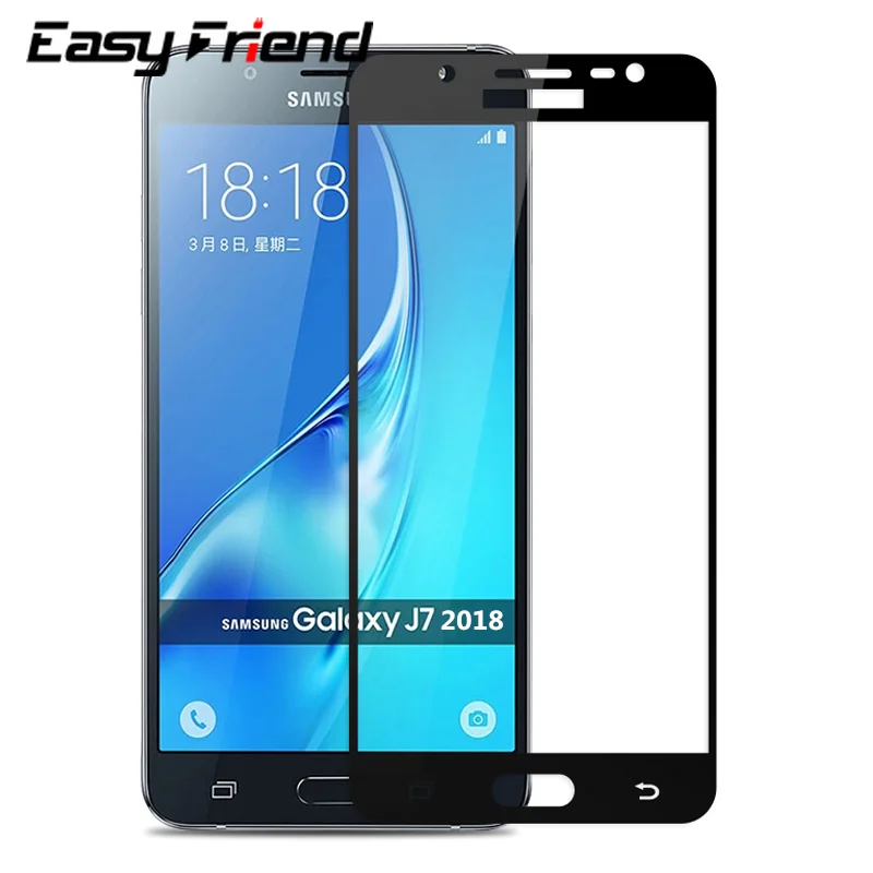 

For Samsung Galaxy J7 2018 J7 Plus SM-J737P J737 Screen Protector Black WhiteProtective Film Full Cover Color Tempered Glass