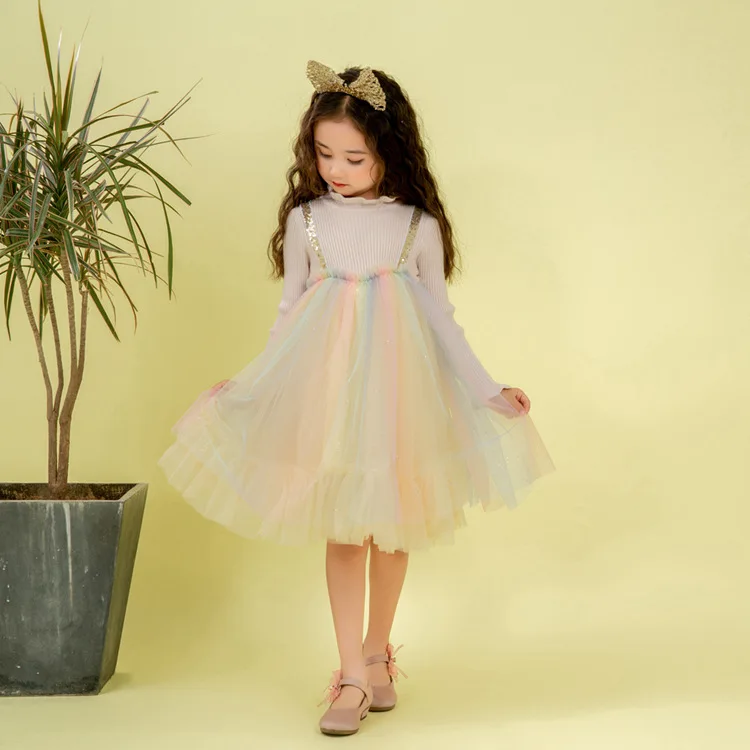 2019 Новое вязаное платье для девочек элегантные милые вечерние платья-пачки на