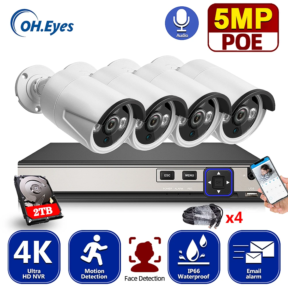 Система видеонаблюдения OH.EYES H.265 4 канала 5 Мп IP66 | Безопасность и защита