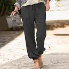 Эластичные длинные брюки Celmia на шнуровке, женские повседневные свободные брюки, модные однотонные шаровары, рабочие брюки палаццо, женские брюки 7
