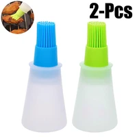 2 pcs portable silicone oil bottle with brush barbecue oil brushes with load liquid oil kitchen tool for bbq kitchen accessories
