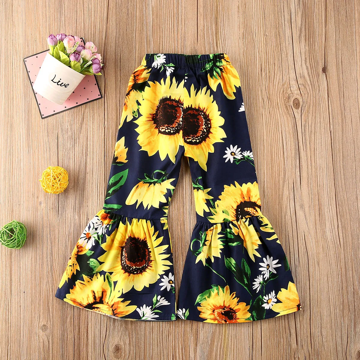 2020 летняя одежда для малышей Брюки с расклешенными штанинами маленьких девочек
