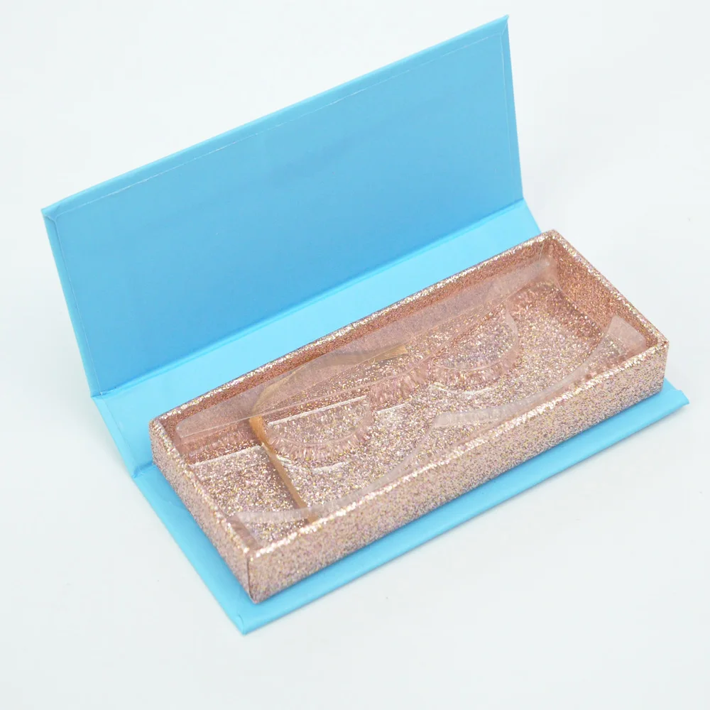 

Wholesale Eyelash Packaging Box Lash Boxes Package Custom Magnetic Blue False Eyelashes Makeup Lashes Box Vendor Fast Shipping