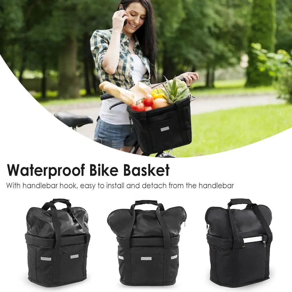 Bike Basket Waterproof Removable Bicycle Front Handlebar Basket Pet Cat Dog Carrier Bag for Cycling