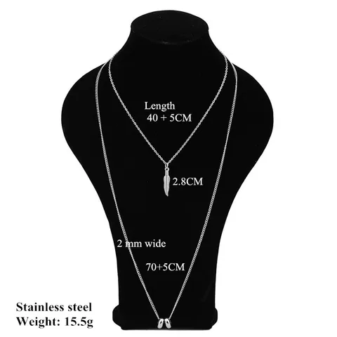 Ожерелье мужское Двухслойное, из нержавеющей стали