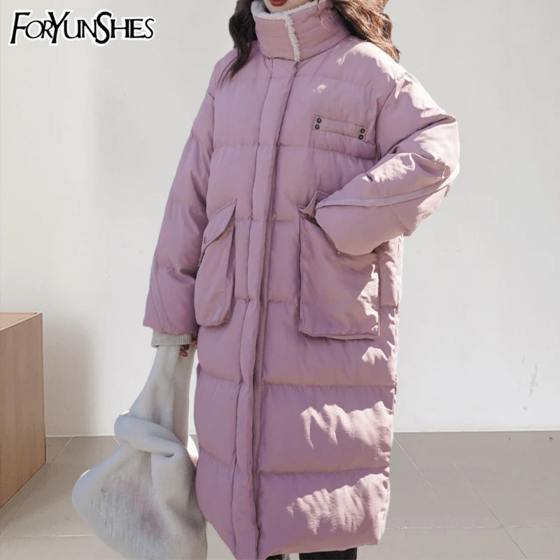 FORYUNSHES зимние теплые женские парки 2020 Осень корейский стиль Femme толстый мех
