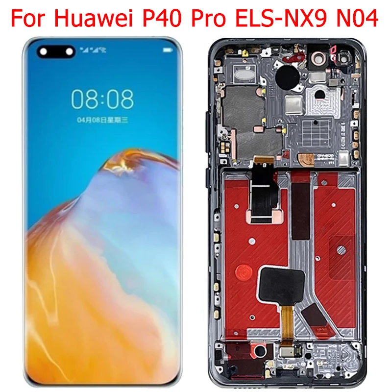 Pantalla t&aacute;ctil LCD Original para Huawei P40 Pro, con marco de 6,58 pulgadas, P40 Pro, ELS-NX9, piezas de Panel digitalizador de pantalla LCD de ELS-N04-0