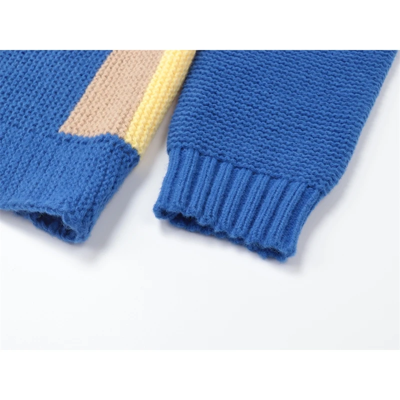 Женский трикотажный кардиган в стиле пэчворк повседневный Свободный вязаный