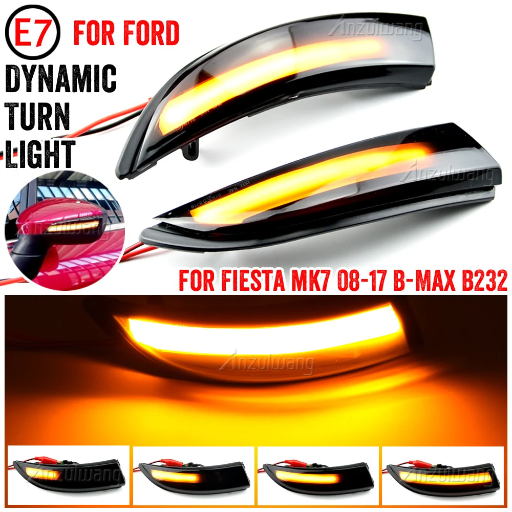 High Quality For Ford Fiesta Mk7 2008-2017 B-MAX B232 Dynamic Turn Signal Light LED Side Rearview Mirror Sequential Indicator