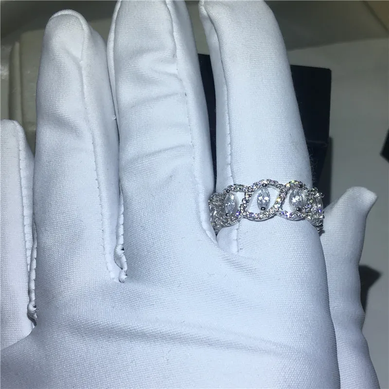 

Unique 925 Sterling silver Ring AAAAA Cubic Zirconia Engagement Wedding Band Rings for women Bridal Party Jewelry