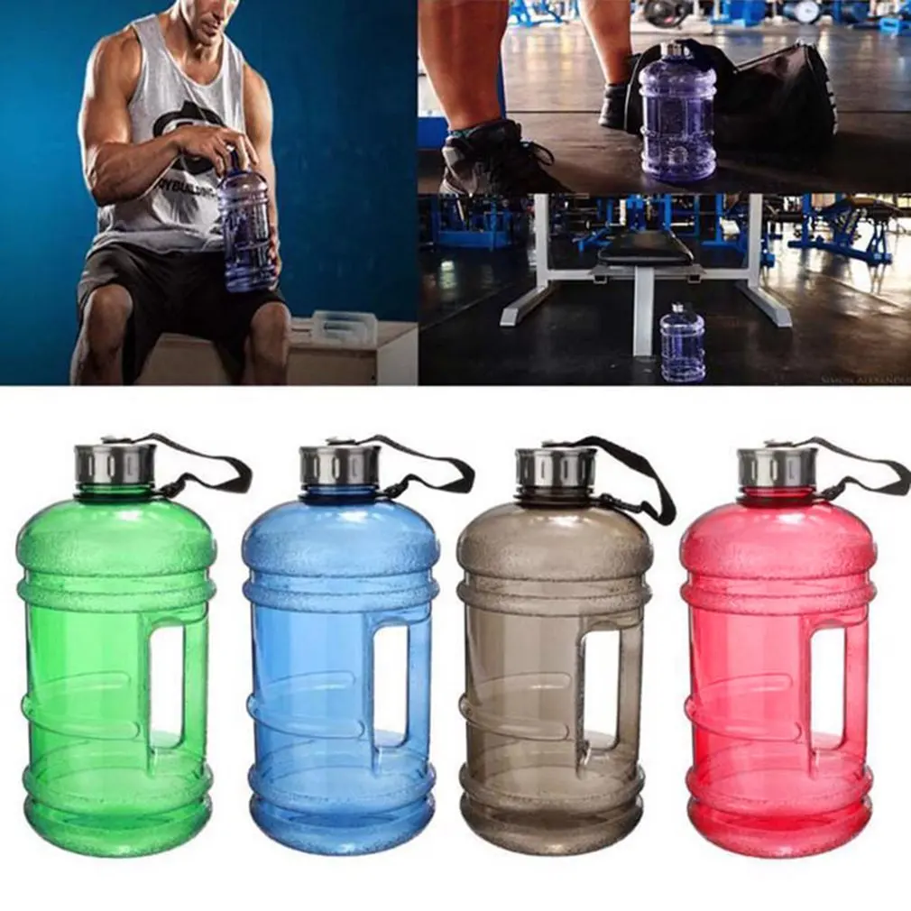 

2.2L Large Capacity Multifunctiona Dumbbell Shape Water Bottle Portable Sport Gym Fitness push cap Water Kettle With handle 2020