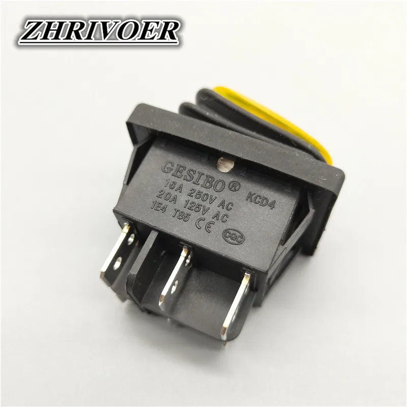 KCD4 20A/250V 4 Pin DPST IP67 море светодиодный Водонепроницаемый кулисный переключатель с 12V