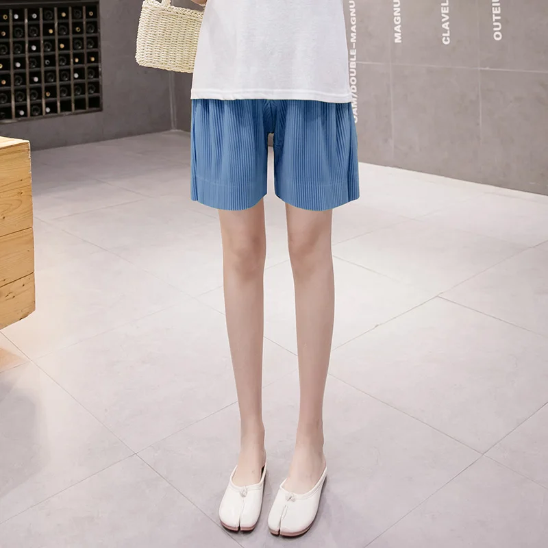 

506# Summer Thin Maternity Half Pants Adjustable Belly Wide Leg Loose Pleat Straight Shorts Clothes for Pregnant Women Pregnancy
