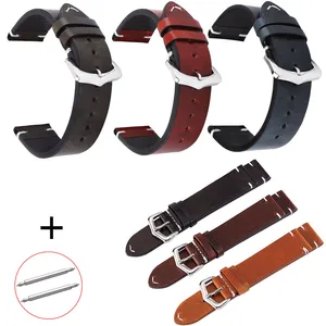 Ремешок для часов из телячьей кожи для мужчин и женщин, ретро браслет для наручных часов, из натуральной кожи, со швами, 18 мм 19 мм 20 мм 21 мм 22 мм 24 мм