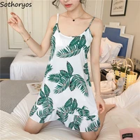 nightgowns women printed kawaii sleeveless sexy summer nightdress korean style sweet cotton soft comfortable thin sleepwear slim