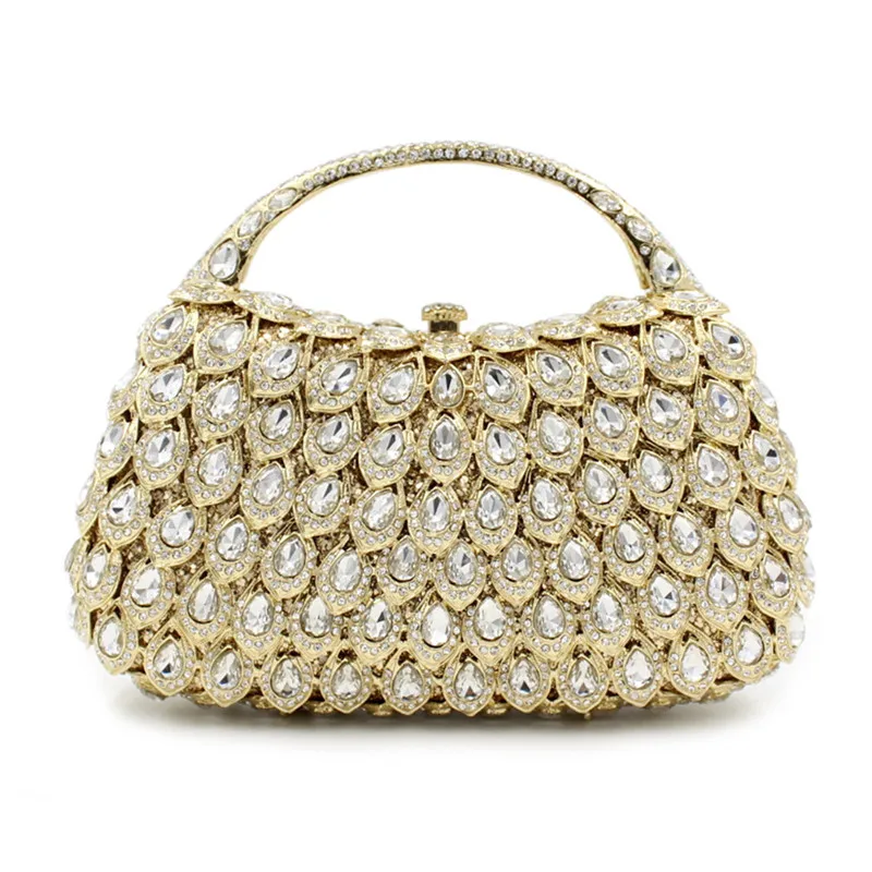 

Luxury Rhinestone Dinner Bag hand bag women's celebrity bag banquet Bag Wedding Dress Small Bag Gold handbag