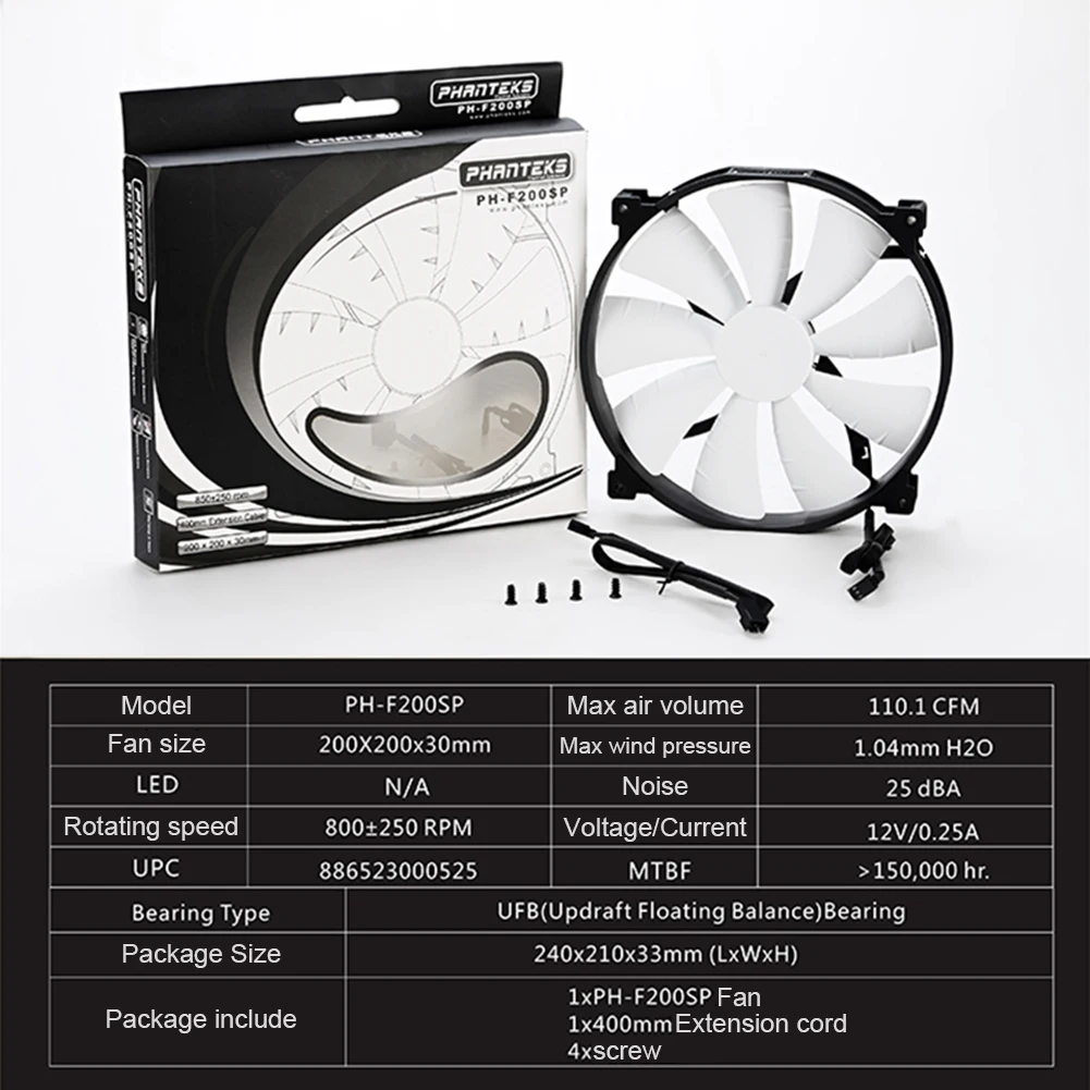 PHANTEKS PH-F200SP гидравлические подшипники UFB 3-контактный компьютерный чехол
