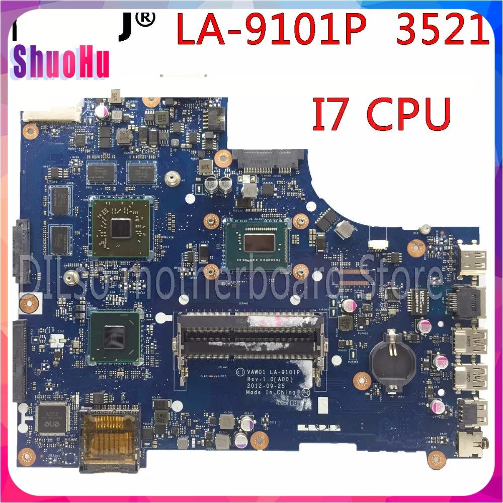 KEFU VW55C 0VW55C VAW01 LA 9101P для DELL INSPIRON 3521 5521 Материнская плата ноутбука I7 Процессор PM тест