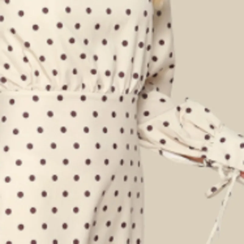 

Polka Dot Long Sleeve Women's Y2K Dress O Neck Ruffle Lace Up Lantern Sleeve Bownot Women's Beach Skirl 2021 New Spring Clothes