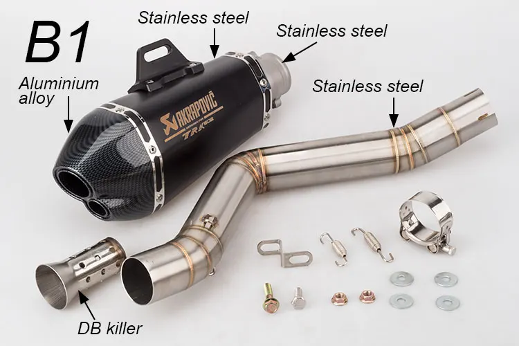 Akrapovic выхлопная труба мотоцикла из углеродного волокна Бенелли Akrapovic выхлопная средняя секция с DB killer для TRK502 ZX10 Z900 - Цвет: B1