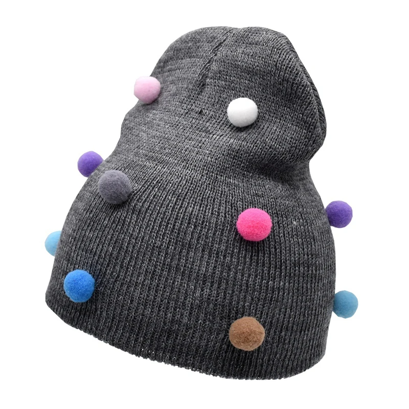 Cute Baby Hats With Colorful Pom Poms Knitted Push Turban Beanie Warm Caps Soft Hat For Newborn Girls Boys Bonnet Autumn Winter | Детская
