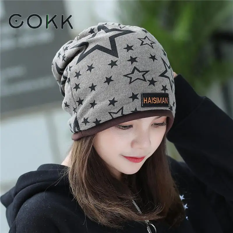 

COKK Womens Beanie Hats Autumn Winter Turban Hat Female Baggy Cap Korean Fashion Bonnet Women Hat Ladies Cotton Beanies Gorros