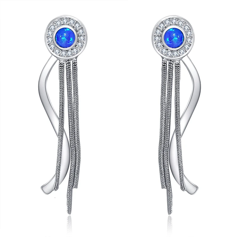 Высококачественные 925 серебряные серьги с голубым опалом ювелирные изделия для