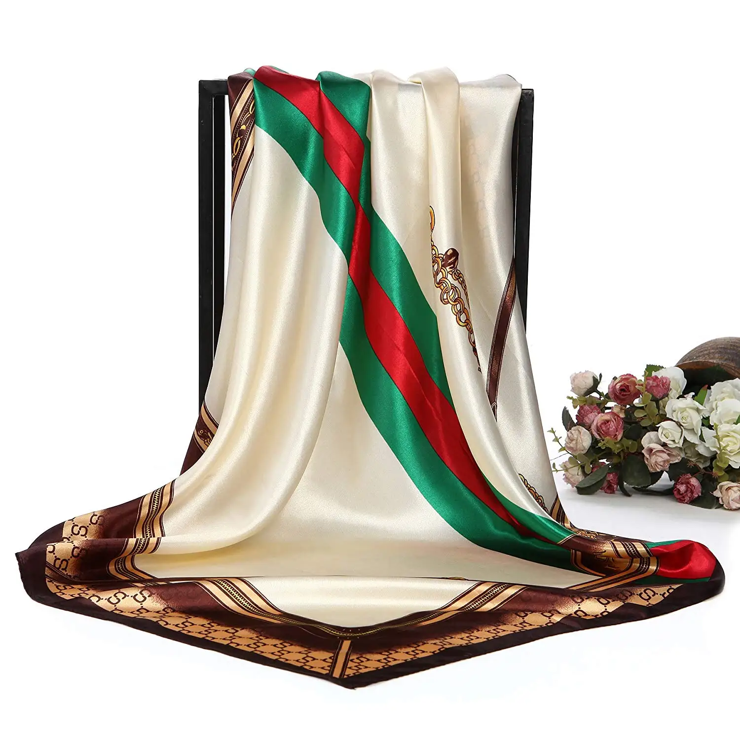 Женский Шелковый атласный шарф платок с принтом 90x90 см| |