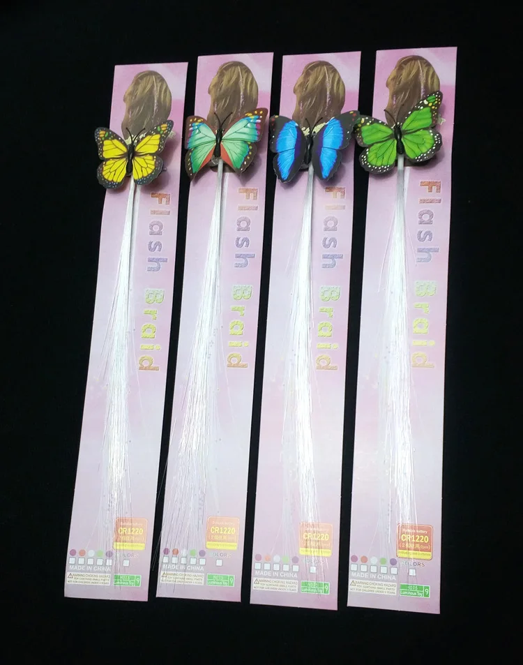 Красочные светящиеся Парики 40 см со светодиодной подсветкой в виде бабочки