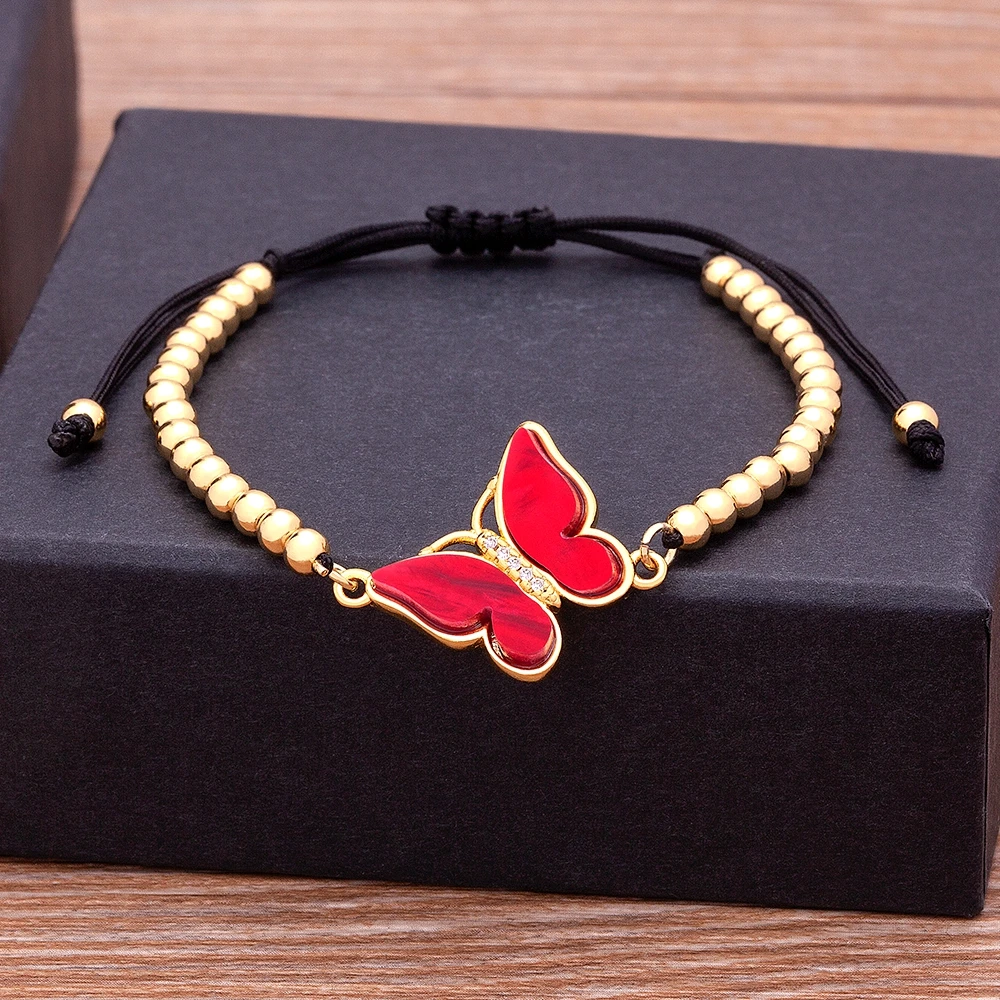 Лидер продаж браслеты с бусинами-шармами в богемном стиле фианитами 9 цветов