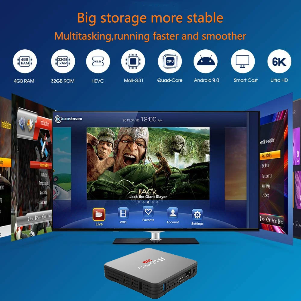 ТВ приставка на Android 9 0 четырехъядерный AllwinnerH6 6K HD многоязычный медиа плеер с