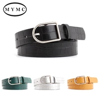 mymc ladies belt wild retro crocodile pattern waistbands fashion personality with silver d buckle womens belts cloth accessorie
