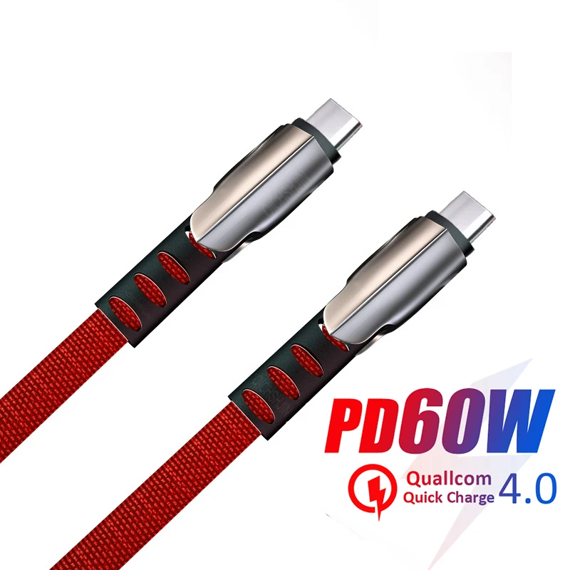 

USB C To USB Type C Cable For Redmi Note 10 Pro PD 60W QC 3.0 Quick Charge USB-C Cable For Xiaomi Redmi 8 Pro Samsung S9 Huawei
