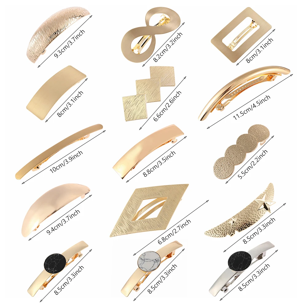 Заколка для волос из сплава золотистая/серебристая с геометрическим рисунком