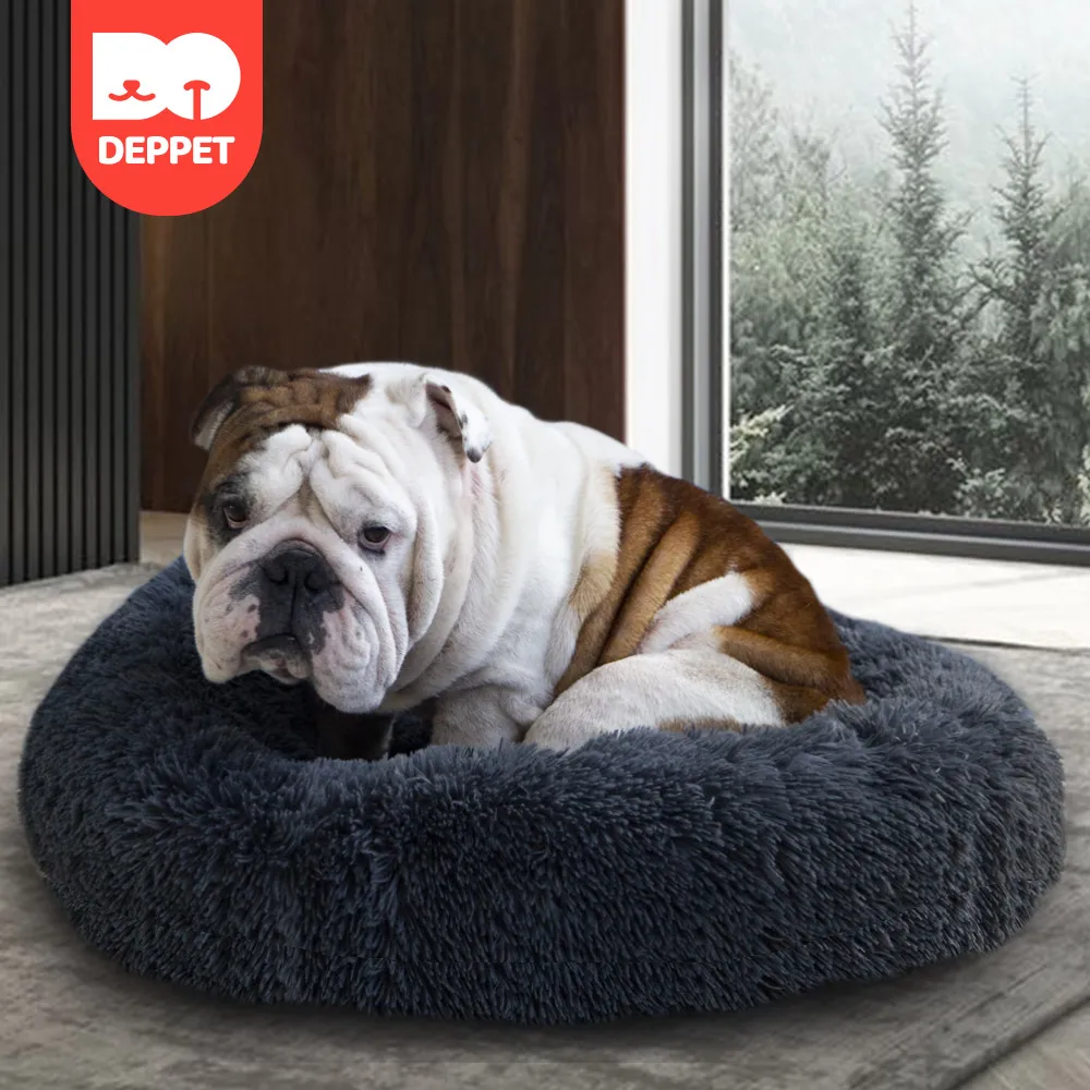 Мягкая кровать для собаки Deppet длинная плюшевая круглая подушка мягкий коврик