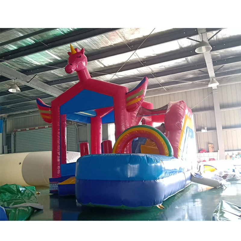 Надувная горка из ПВХ с единорогом надувной замок-батут китайский батут | Спорт и