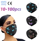 102050100 взрослое KN95 Mascarillas Fpp2 Homologada черная маска для лица Для женщин человек с изображением бабочек; Kn95 FFP2mask FFP2 маска