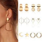 Корейские серьги 2020 для женщин круглые массивные Винтажные серьги-капли золотого цвета модные ювелирные серьги