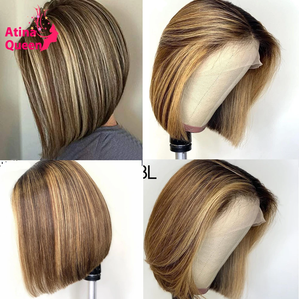 13x6 короткая стрижка короткий Боб предварительно вырезанные Hd парик шнурка 150% Remy