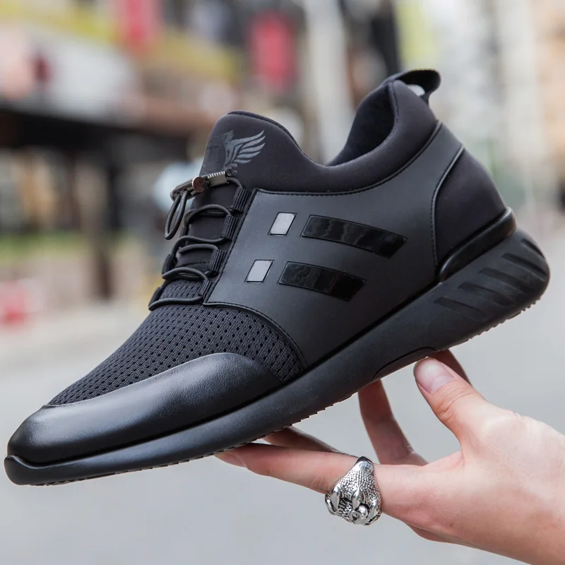 

RayZing 2020 Men's Fashion Sneakers Man Casual Shoes Breathable Men Genuine Leather Shoes Big size Increasing Office Footwear
