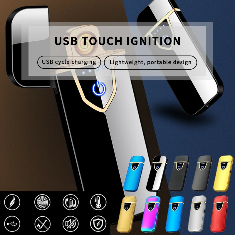 Портативная USB перезаряжаемая ветрозащитная беспламенная Электронная зажигалка